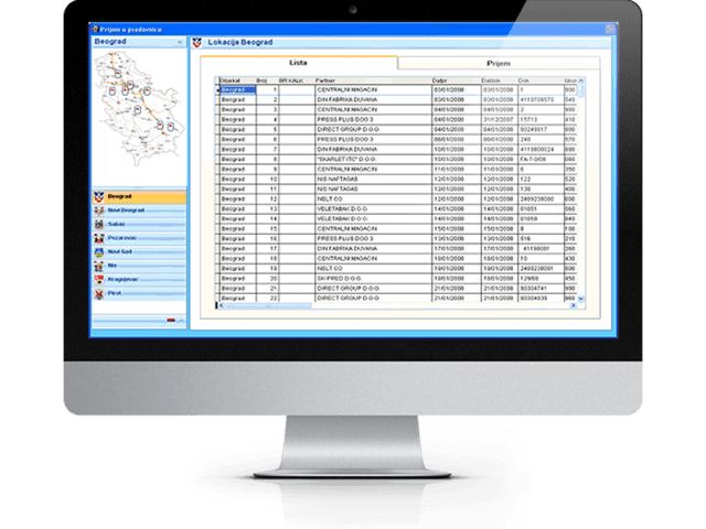 Prikaz konfiguracionog softvera Etag sistema